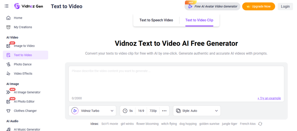 Vidnoz AI screenshot