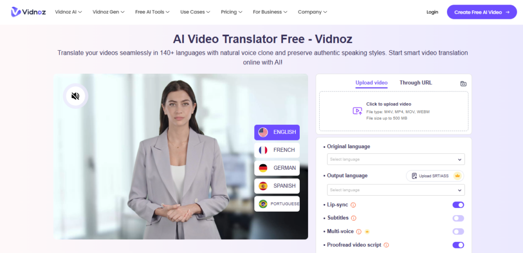 Vidnoz AI screenshot