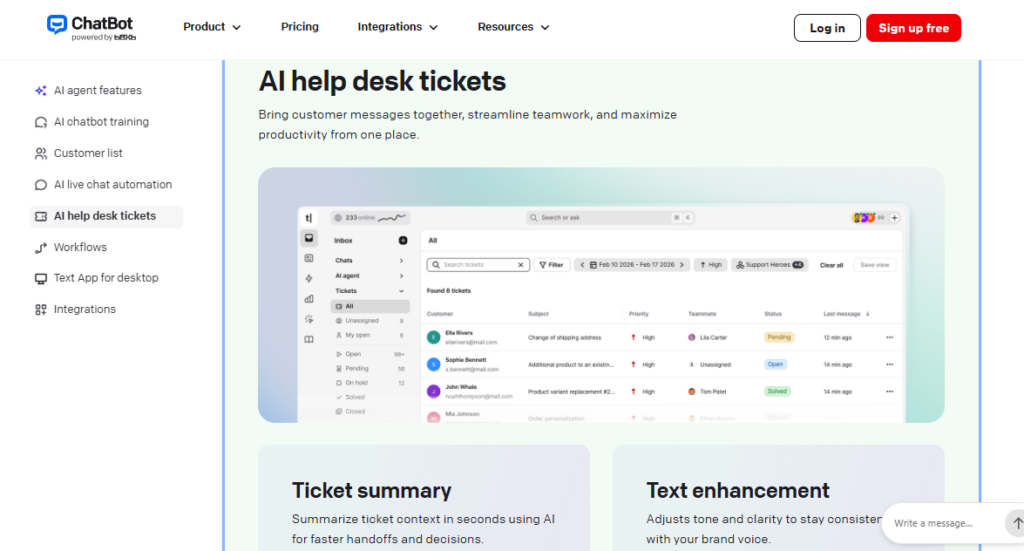 ChatBot screenshot