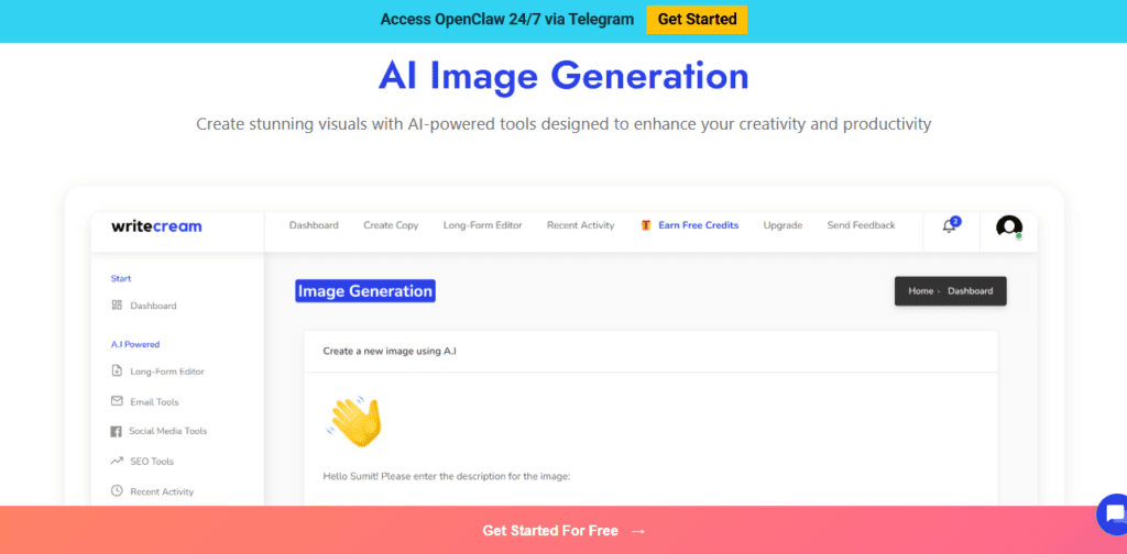 Writecream screenshot