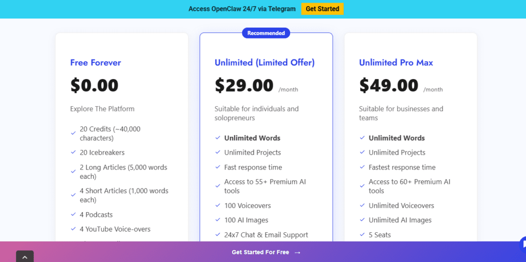 Writecream screenshot