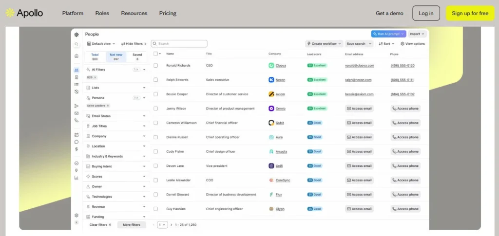 Apollo.io screenshot