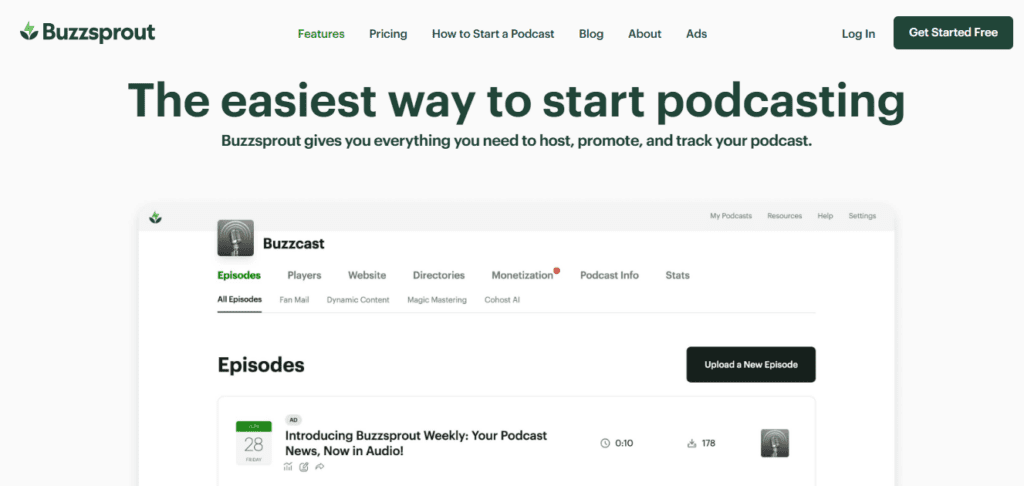 Buzzsprout screenshot