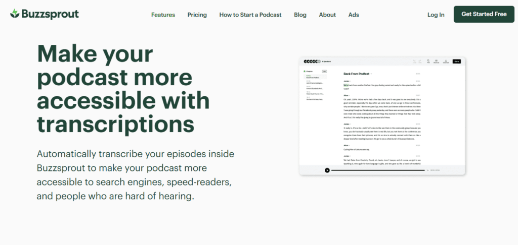 Buzzsprout screenshot
