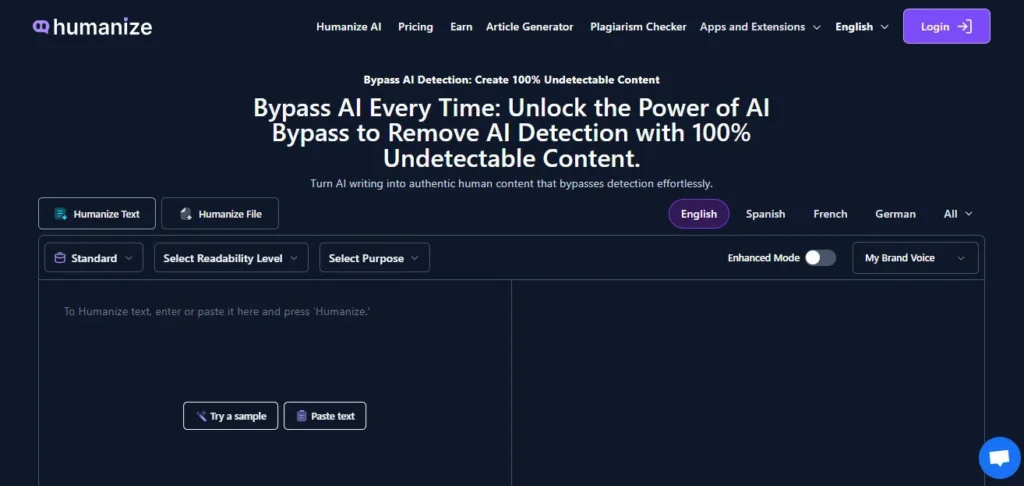 Humanizeaitext AI screenshot