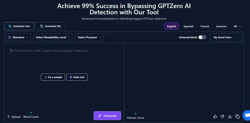Humanizeaitext AI screenshot