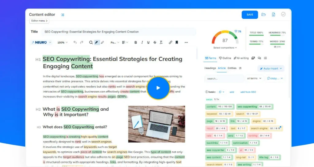 NeuronWriter screenshot