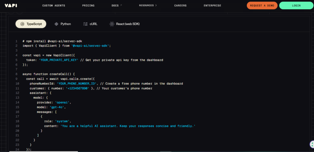 Vapi AI screenshot