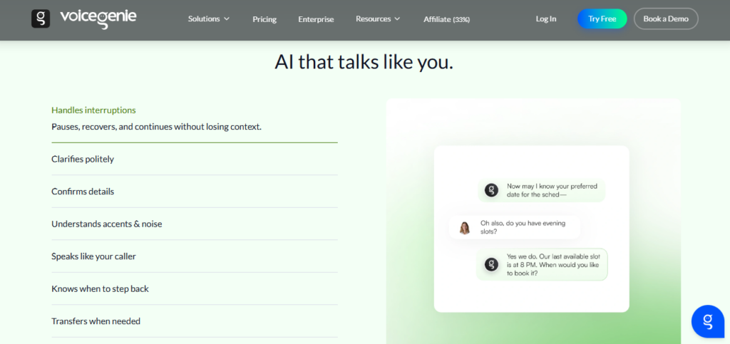 VoiceGenie AI screenshot