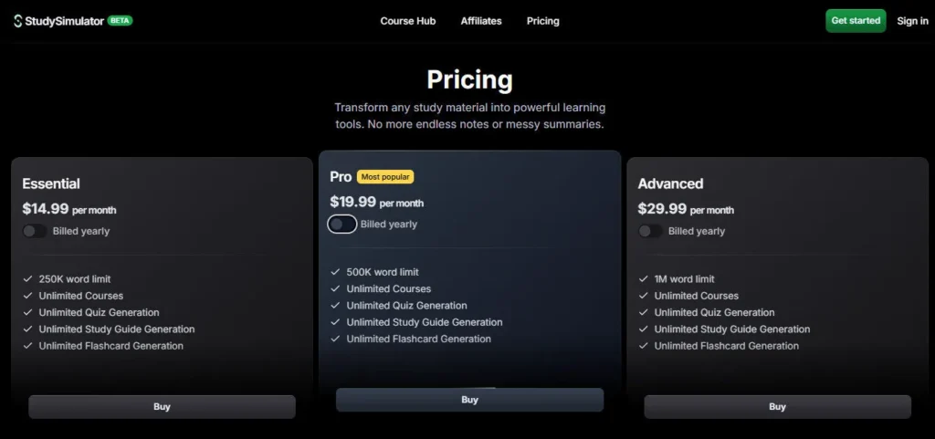 StudySim AI screenshot
