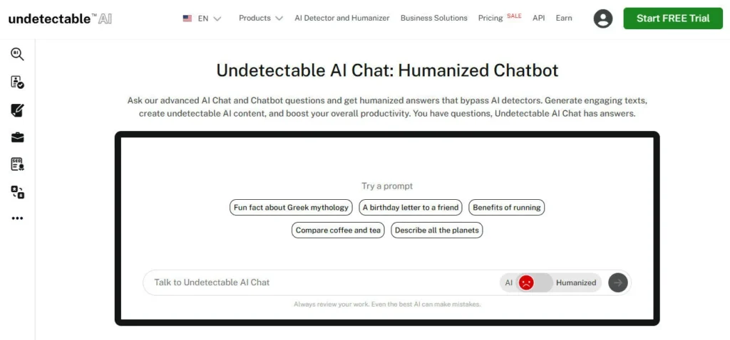 Undetectable AI screenshot