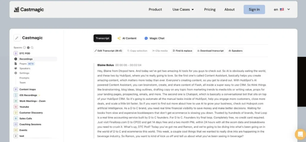 Castmagic screenshot