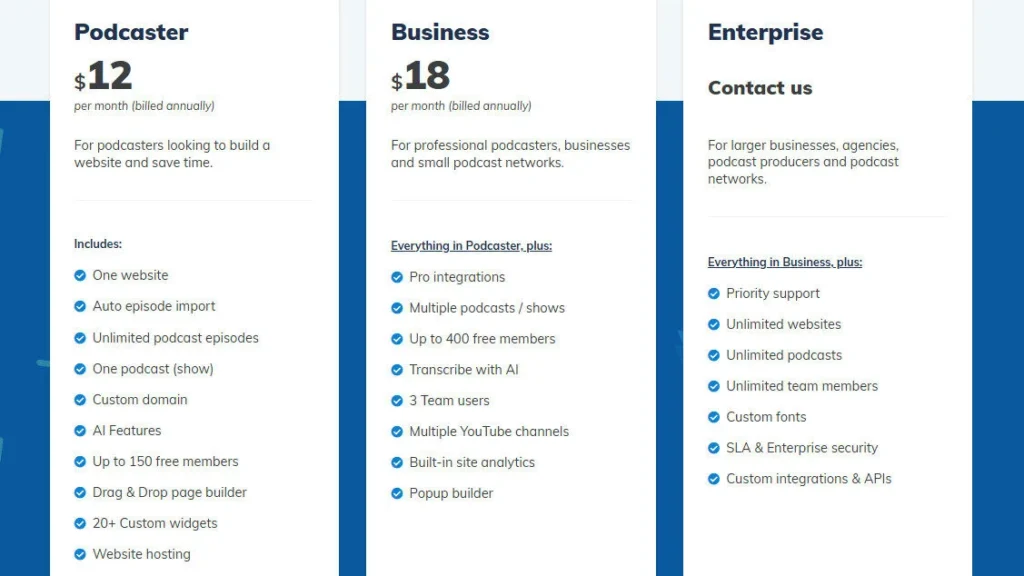 Podcastpage screenshot