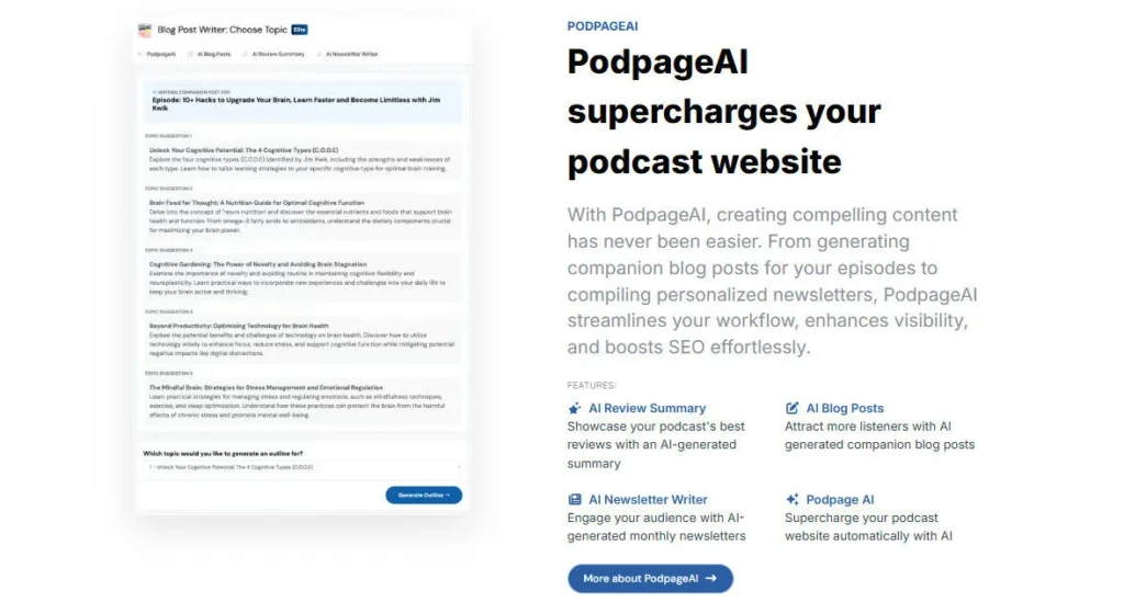 Podpage screenshot