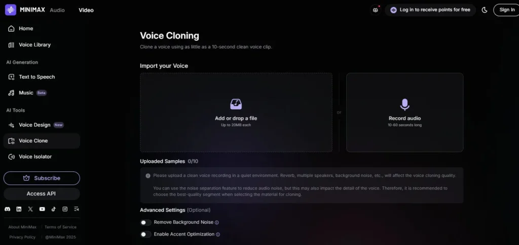 MiniMax Audio screenshot