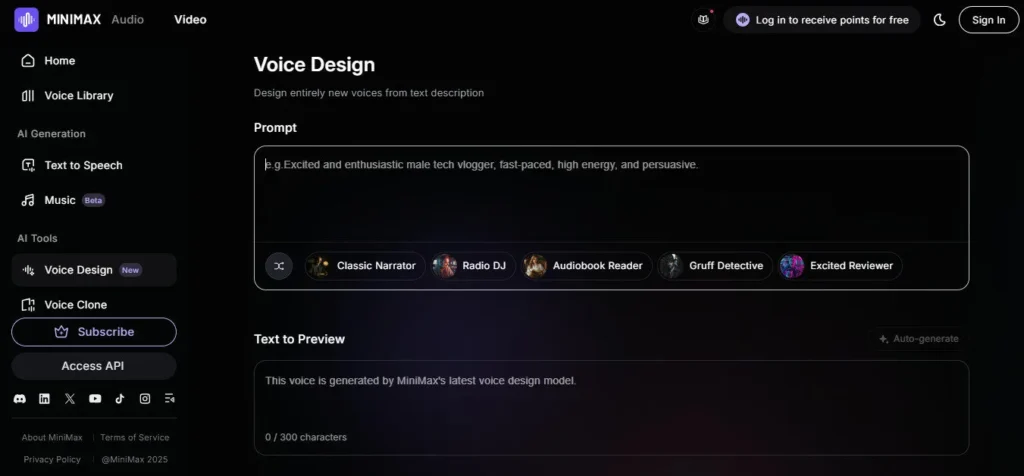 MiniMax Audio screenshot