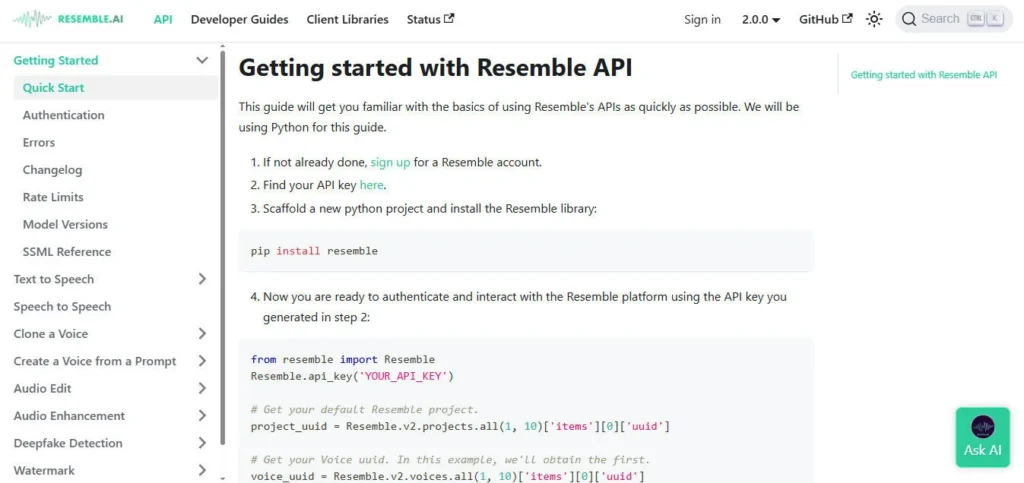 Resemble AI screenshot