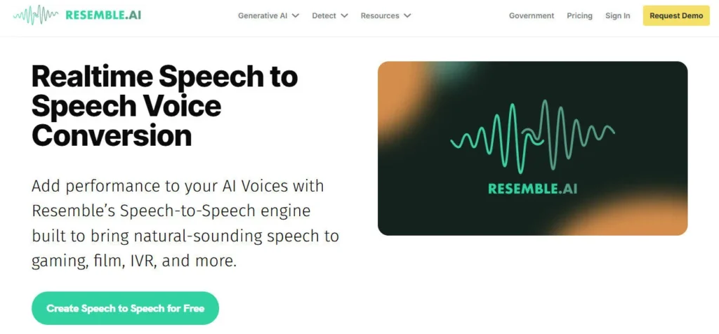 Resemble AI screenshot