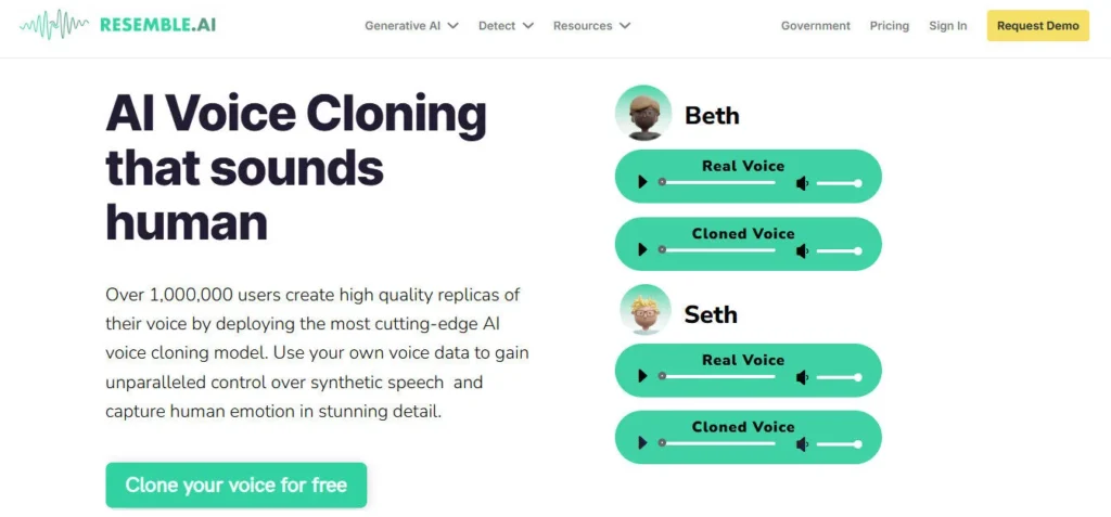 Resemble AI screenshot