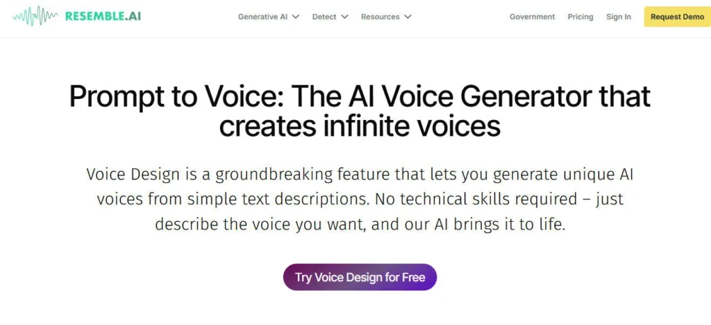 Resemble AI screenshot